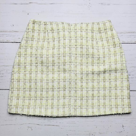 Rumored Coco Mini Skirt Limon Shimmer Tweed Yellow Gold Pastel Spring 6 Small - Picture 3 of 8